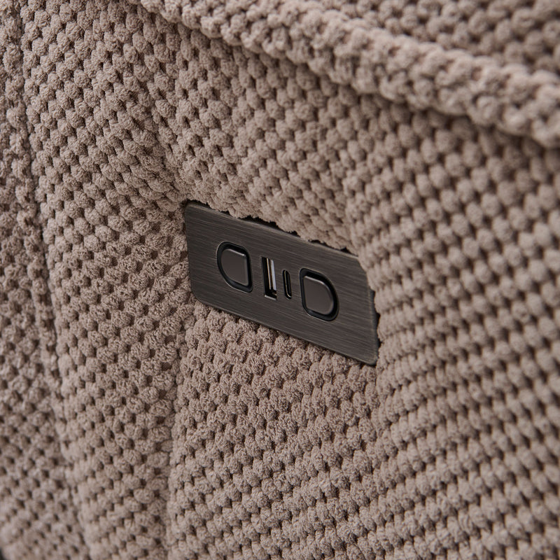 OPTIMUS Fotoliu rotativ, recliner electric, USB, suport telefon, stofă