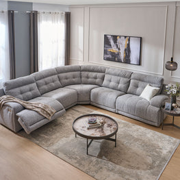 SANTIAGO Colțar cu 3 reclinere electrice, stofă