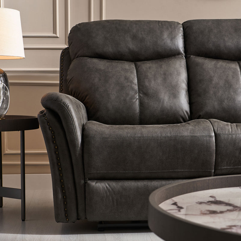 CROWSON Canapea 3 locuri, reclinere electrice, stofă