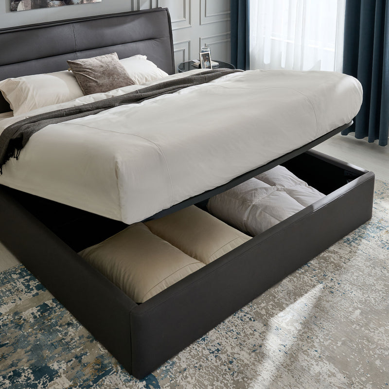 CORTLAND Pat tapițat, 180x200cm, somieră rabatabilă și ladă depozitare incluse