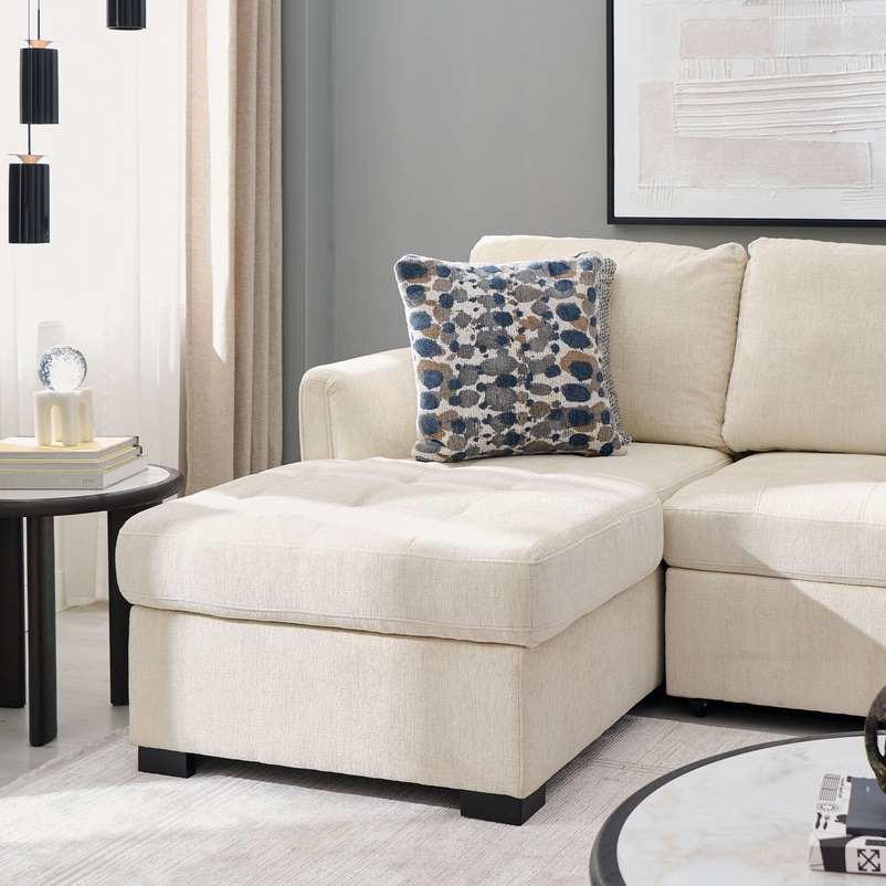 ASCOLI Colțar extensibil, șezlong stânga/dreapta, 4 perne decor incluse, stofă