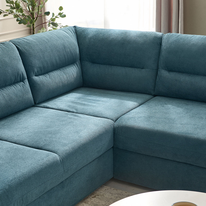 CELIA Canapea extensibilă, șezlong stânga/dreapta, spațiu depozitare, stofă