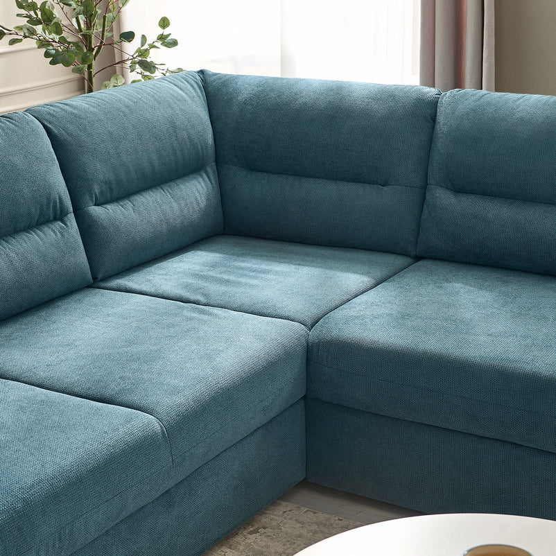 CELIA Canapea extensibilă, șezlong stânga/dreapta, spațiu depozitare, stofă