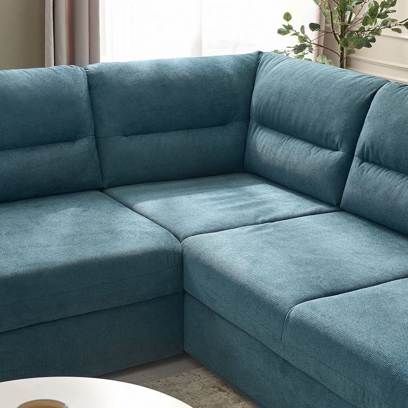 CELIA Canapea extensibilă, șezlong stânga/dreapta, spațiu depozitare, stofă