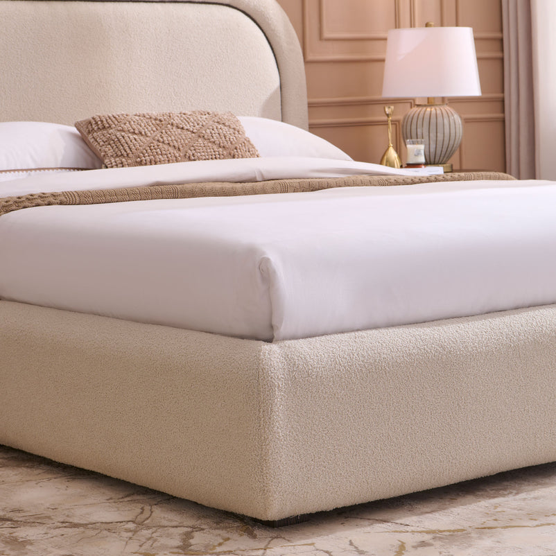 FRANCES Pat tapițat, 160x200cm, somieră rabatabilă și ladă depozitare incluse