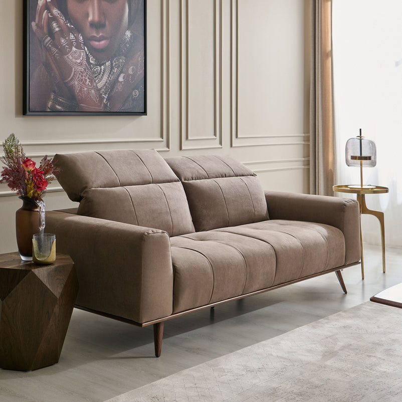 DENTON Canapea 3 locuri, mecanism tetiere, stofă