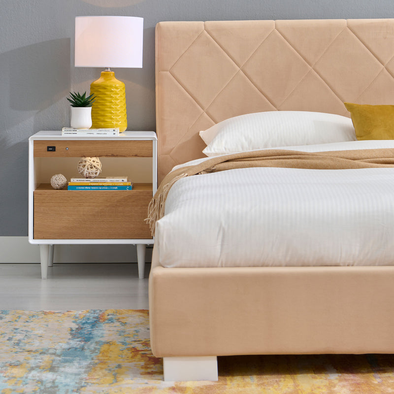 KRONIA Pat tapițat, 160x200cm, somieră inclusă