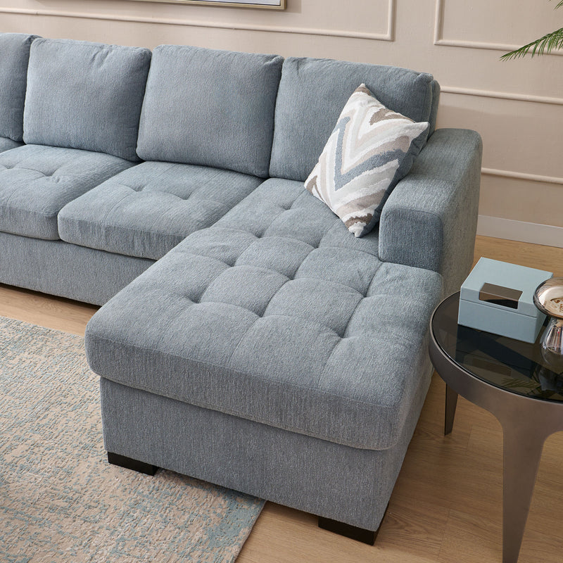 TARENT Ansamblu colțar, extensibil, ladă depozitare, perne decor incluse, stofă