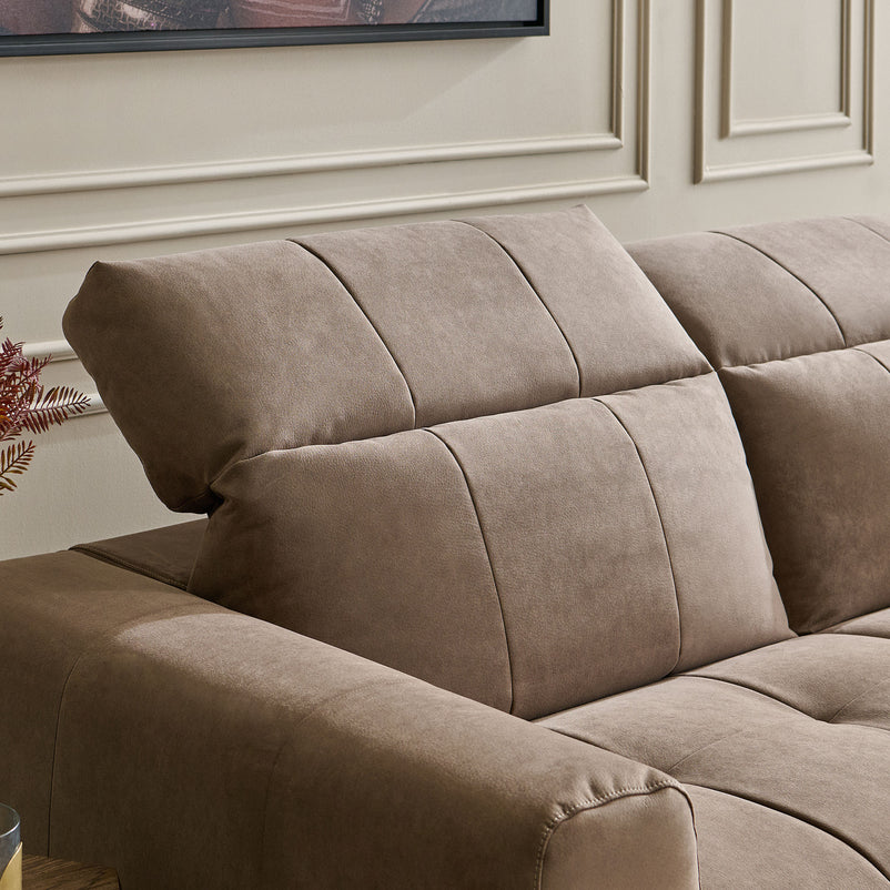 DENTON Canapea 3 locuri, mecanism tetiere, stofă