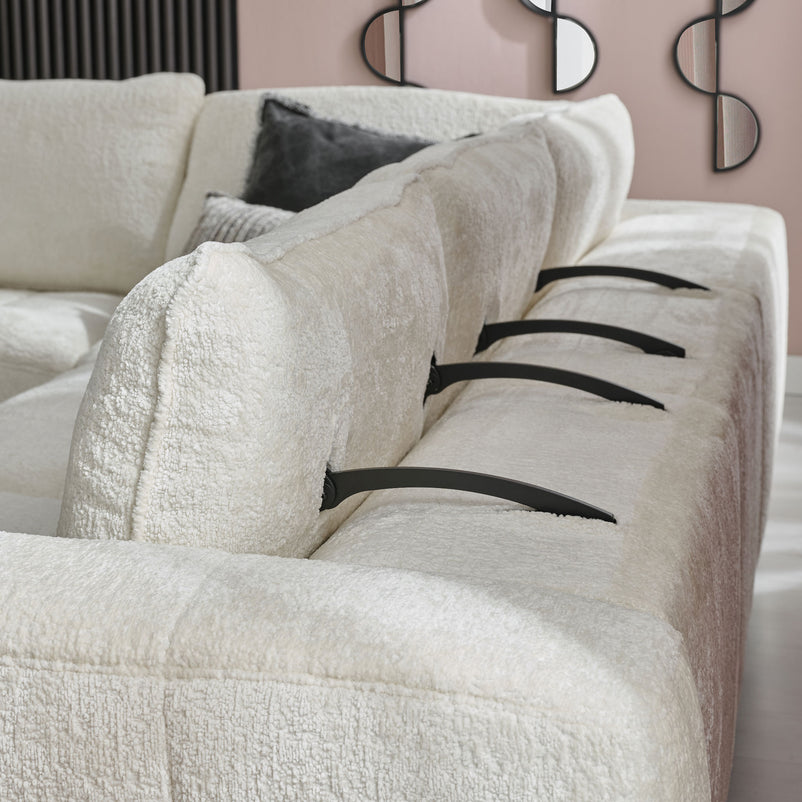 KARSTON Colțar cu șezlong stânga/dreapta, recliner electric, stofă