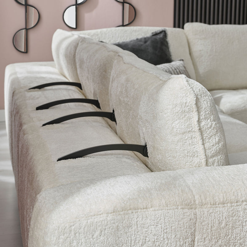 KARSTON Colțar cu șezlong stânga/dreapta, recliner electric, stofă