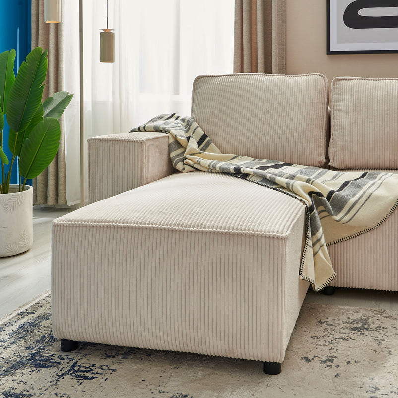 AINE Colțar extensibil, șezlong interschimbabil cu ladă depozitare, stofă