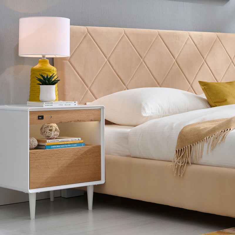 KRONIA Pat tapițat, 160x200cm, somieră inclusă