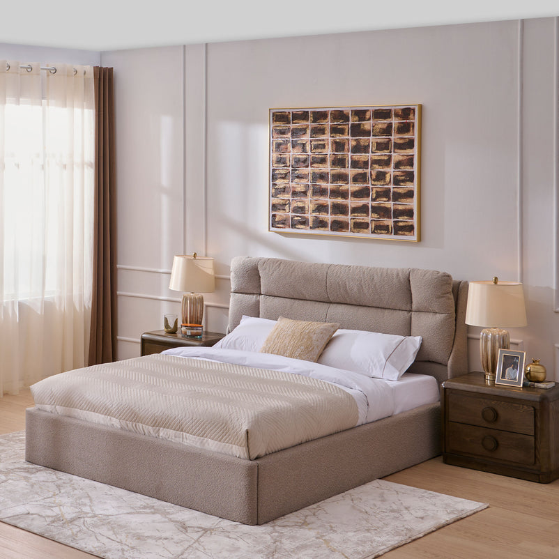 FULTON Pat tapițat, somieră rabatabilă și ladă depozitare incluse