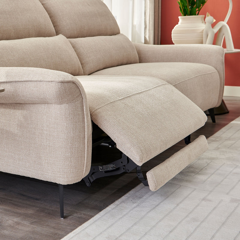 CARVER Canapea 3 locuri, 2 reclinere electrice și mecanism tetiere, stofă