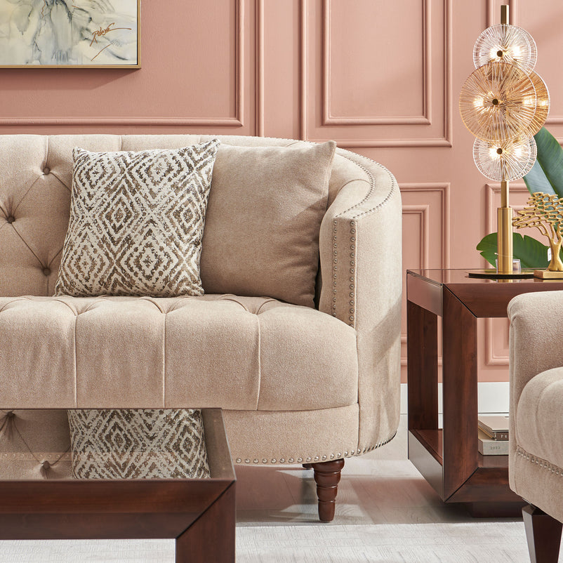 FOWEY Canapea 3 locuri, 4 perne decorative incluse, stofă