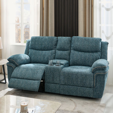 JERSEY Canapea 2 locuri, 2 reclinere manuale și consolă, stofă