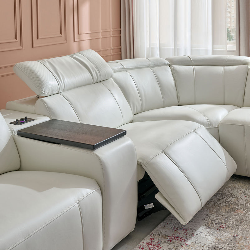 CINECITTA Colțar șezlong stânga/dreapta, 2 reclinere electrice, mecanism tetieră, USB, sistem sunet, piele