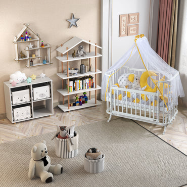 MIRABELLE Pat bebe, 60x120cm, saltea, așternut și baldachin incluse