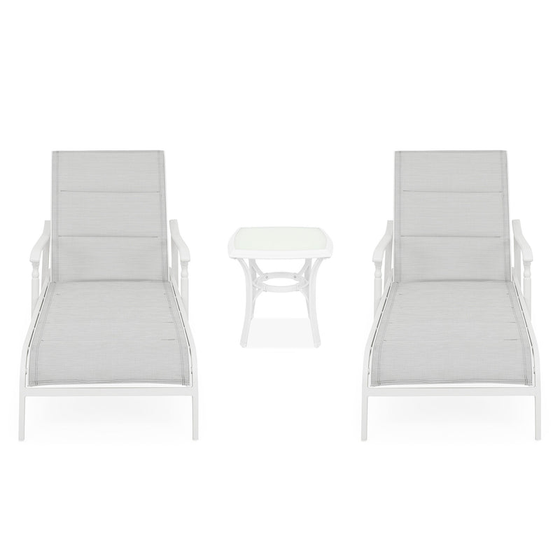 SOPHIA Set mobilier terasă/grădină, 2 șezlonguri și măsuță