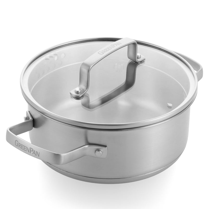 CHEF Oală cu mânere și capac, inox, D.18cm