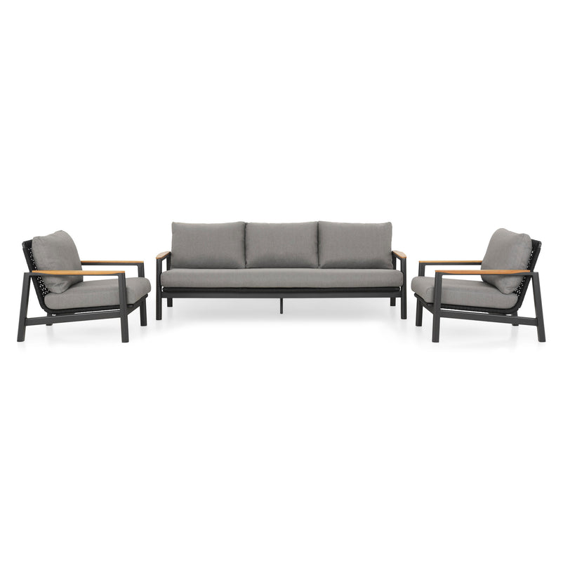 REYNE Set mobilier terasă/grădină, 2 fotolii, canapea și măsuță cafea