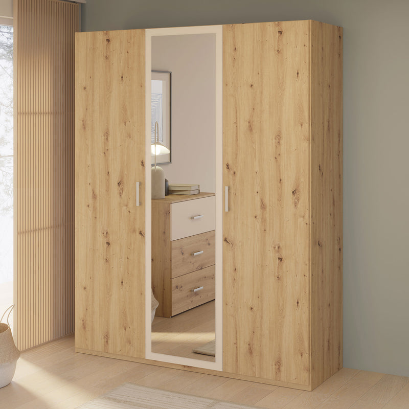 ENES Set mobilier dormitor, dulap, comodă, pat și 2 noptiere