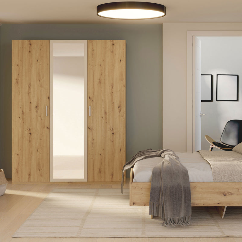 ENES Set mobilier dormitor, dulap, comodă, pat și 2 noptiere