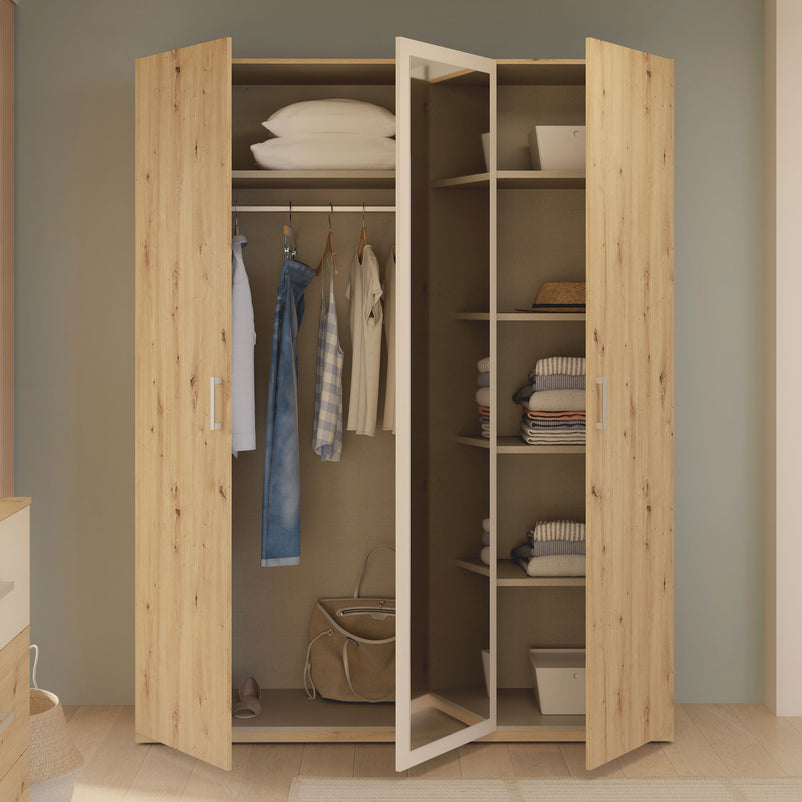 ENES Set mobilier dormitor, dulap, comodă, pat și 2 noptiere