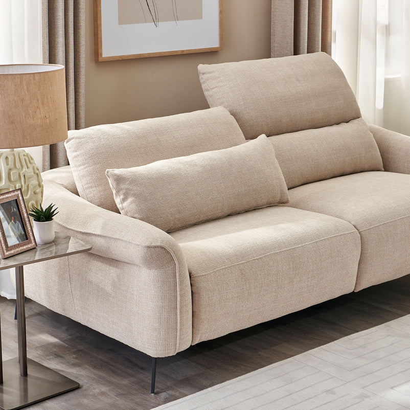 CARVER Canapea 3 locuri, 2 reclinere electrice și mecanism tetiere, stofă