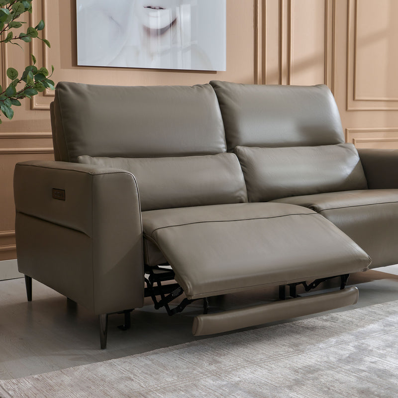 LASHIO Canapea 3 locuri, 2 reclinere electrice, mecanism tetiere, piele