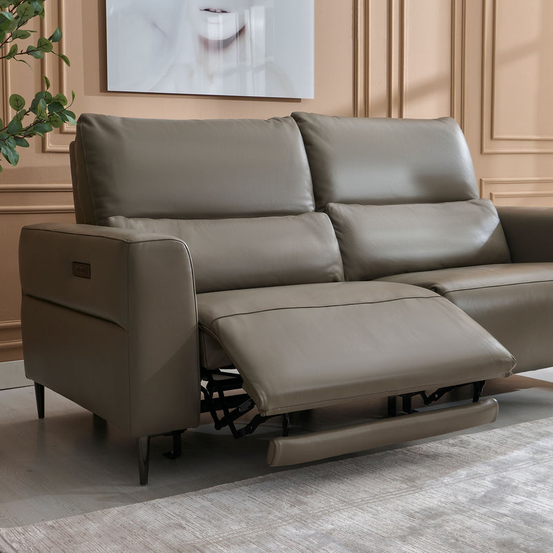 LASHIO Canapea 3 locuri, 2 reclinere electrice, mecanism tetiere, piele