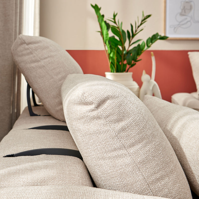 CARVER Canapea 3 locuri, 2 reclinere electrice și mecanism tetiere, stofă