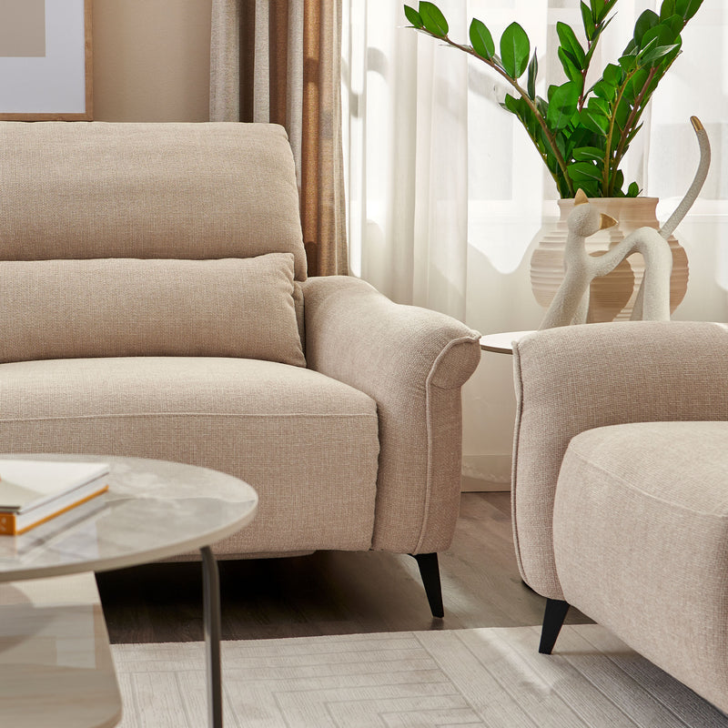 CARVER Canapea 3 locuri, 2 reclinere electrice și mecanism tetiere, stofă