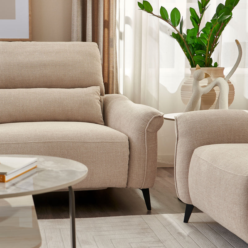 CARVER Canapea 3 locuri, 2 reclinere electrice și mecanism tetiere, stofă