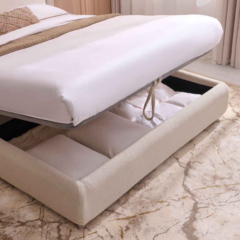 FRANCES Pat tapițat, 160x200cm, somieră rabatabilă și ladă depozitare incluse