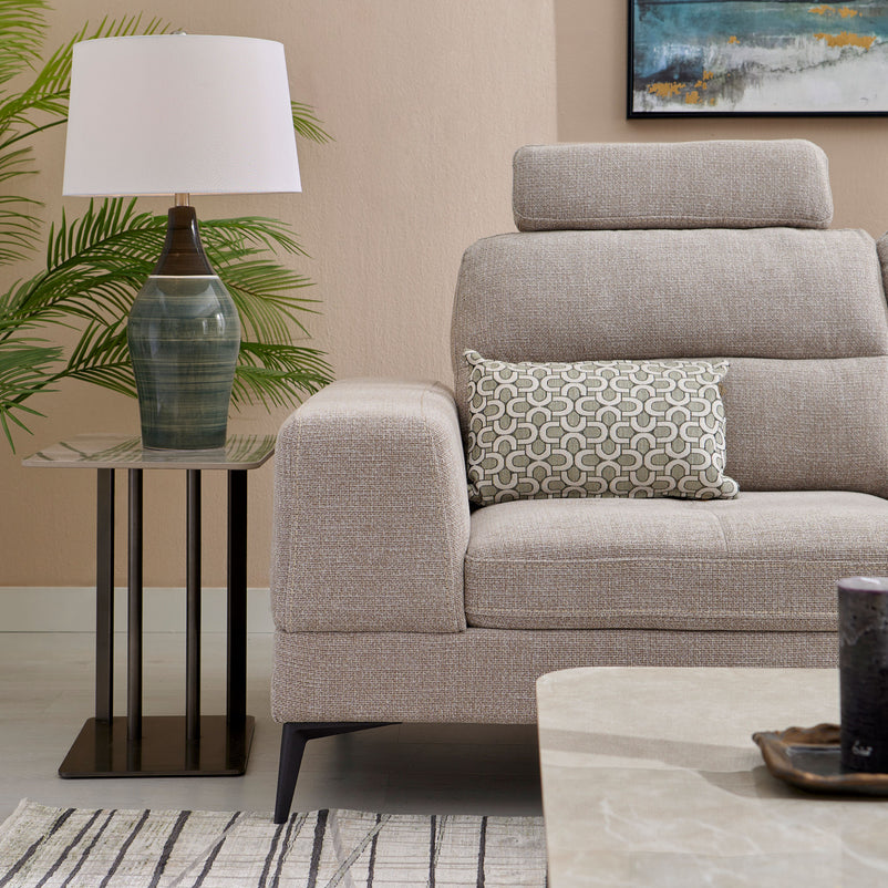 MAINE Canapea 3 locuri, mecanism spătar și tetiere, stofă