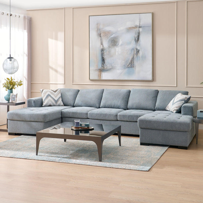 TARENT Ansamblu colțar, extensibil, ladă depozitare, perne decor incluse, stofă