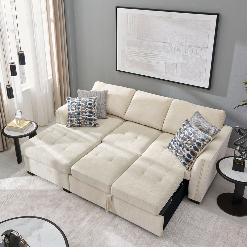 ASCOLI Colțar extensibil, șezlong stânga/dreapta, 4 perne decor incluse, stofă