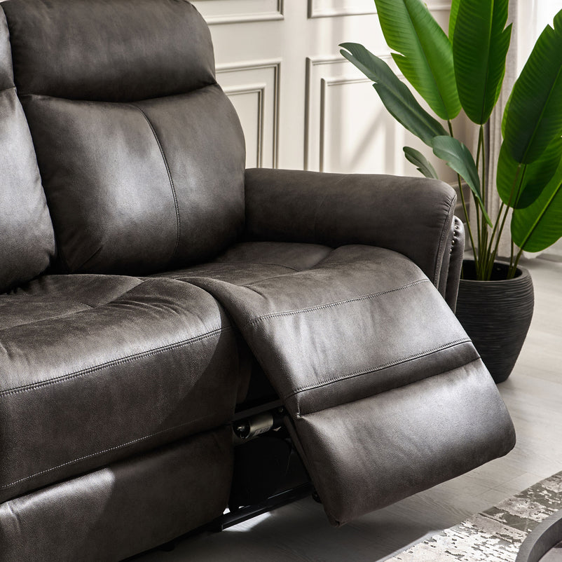 CROWSON Canapea 3 locuri, reclinere electrice, stofă