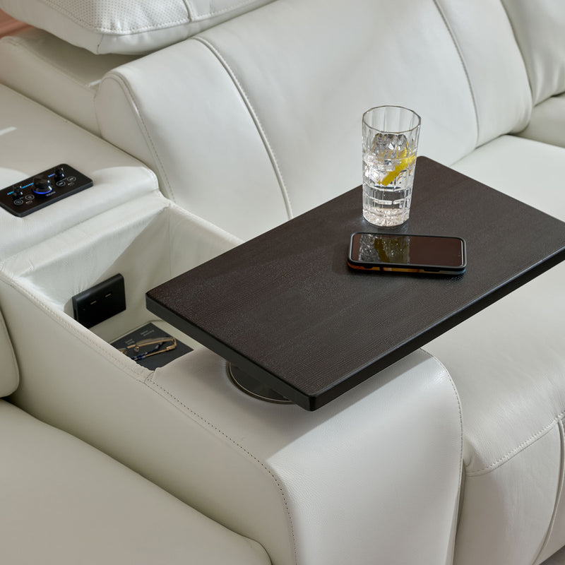 CINECITTA Colțar șezlong stânga/dreapta, 2 reclinere electrice, mecanism tetieră, USB, sistem sunet, piele