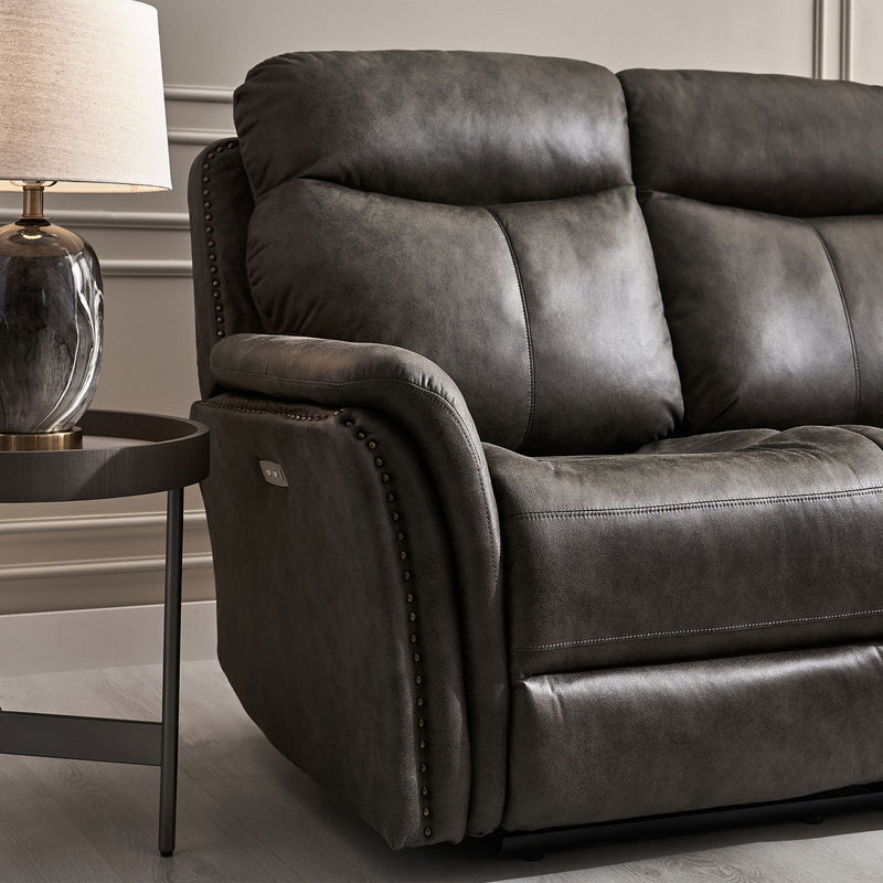 CROWSON Canapea 2 locuri, reclinere electrice, stofă