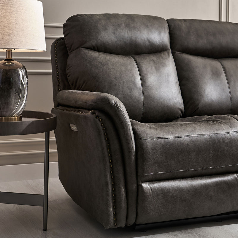 CROWSON Canapea 2 locuri, reclinere electrice, stofă