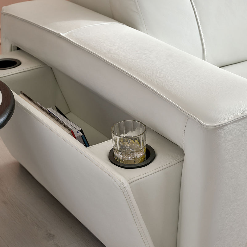 CINECITTA Colțar șezlong stânga/dreapta, 2 reclinere electrice, mecanism tetieră, USB, sistem sunet, piele