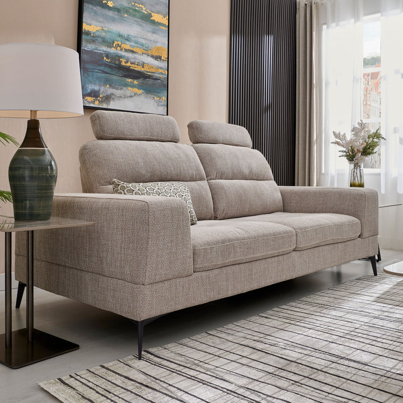 MAINE Canapea 3 locuri, mecanism spătar și tetiere, stofă