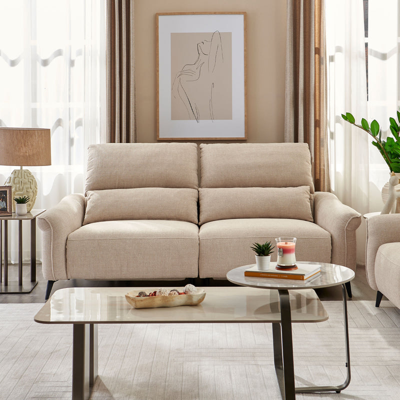 CARVER Canapea 3 locuri, 2 reclinere electrice și mecanism tetiere, stofă