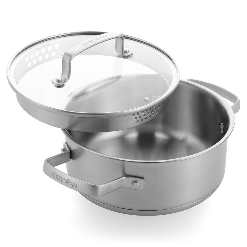 CHEF Oală cu mânere și capac, inox, D.18cm