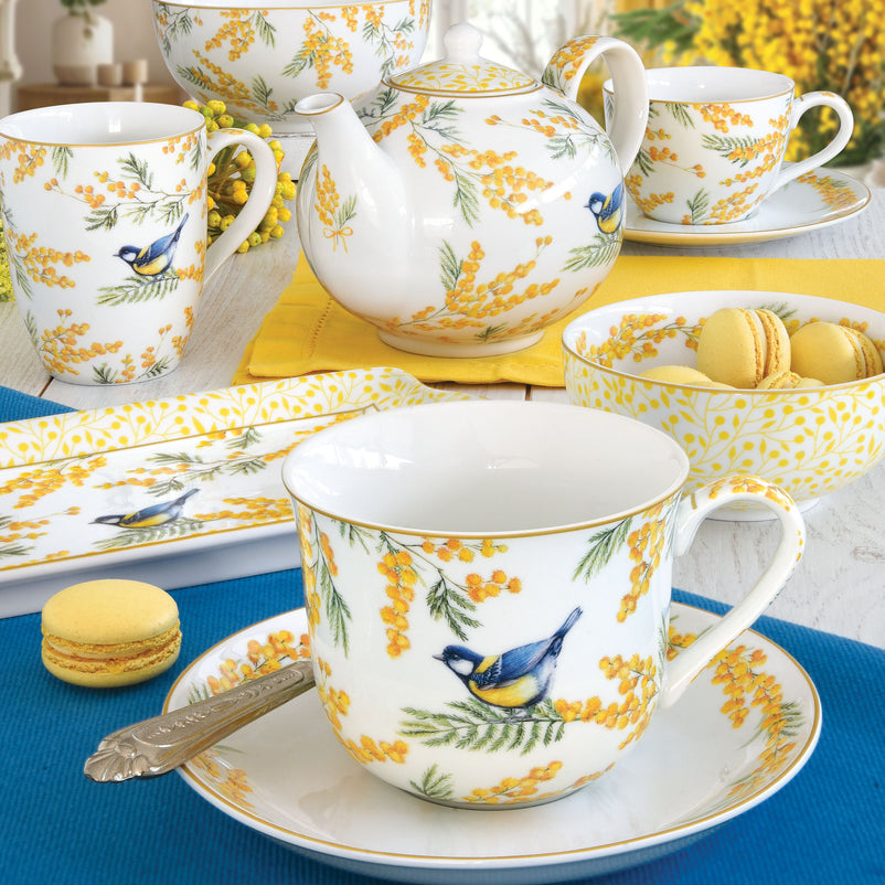 MIMOSA Set 2 cești și farfurioare, porțelan, 240ml