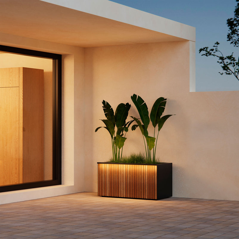 PLANTER METAL/WOOD Bandă LED și transformator jardinieră