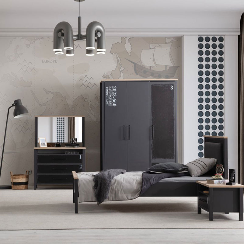 WALLACE Dulap copii, 3 uși și 2 sertare